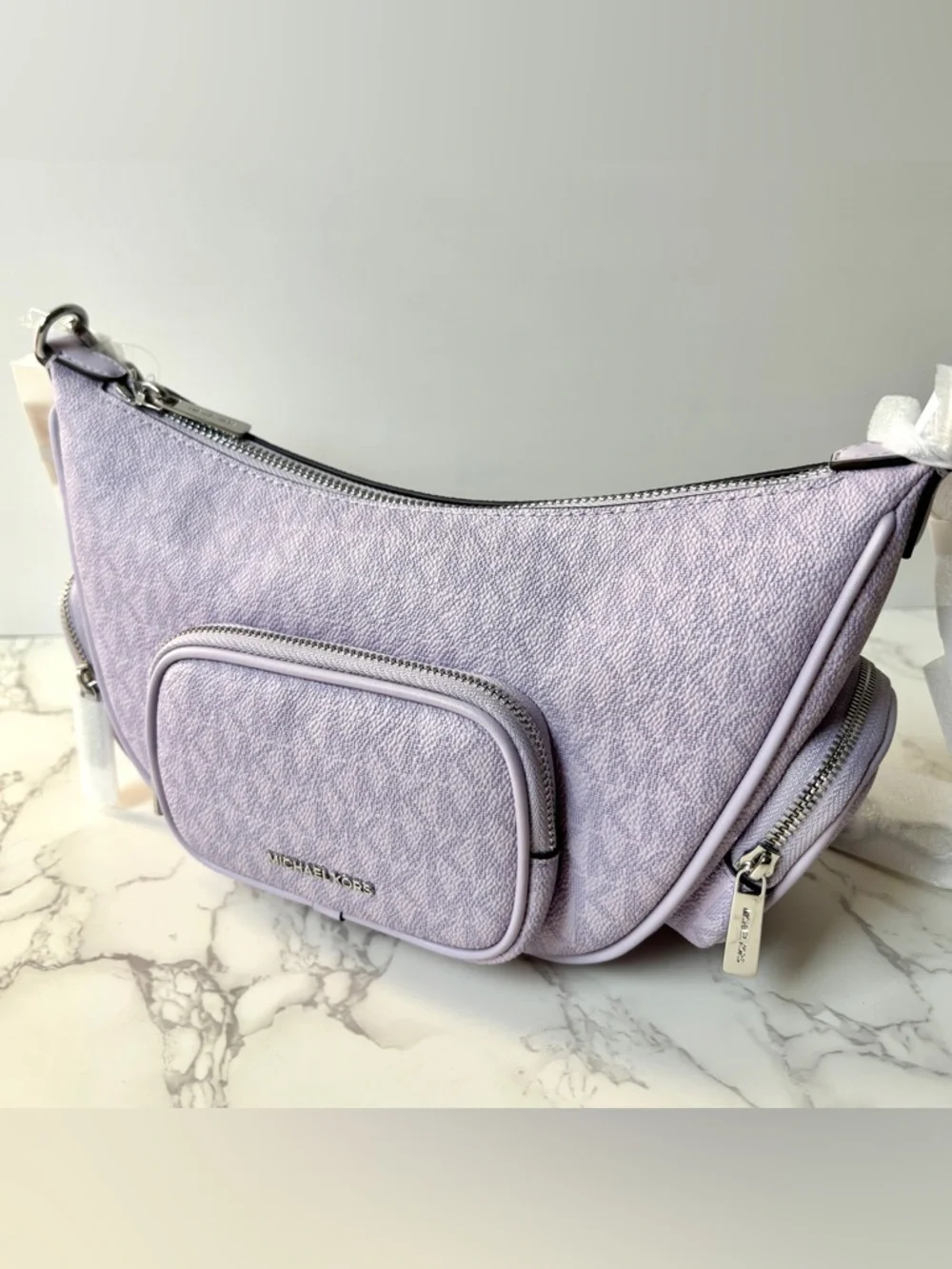 New Michael Kors Merritt Small Logo Convertible Shoulder Crossbody Bag Purple